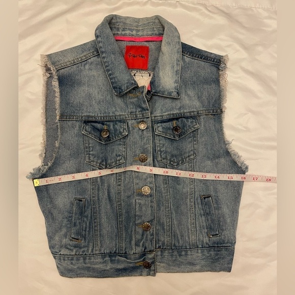 Red Tulips size large jean vest - Picture 8 of 13